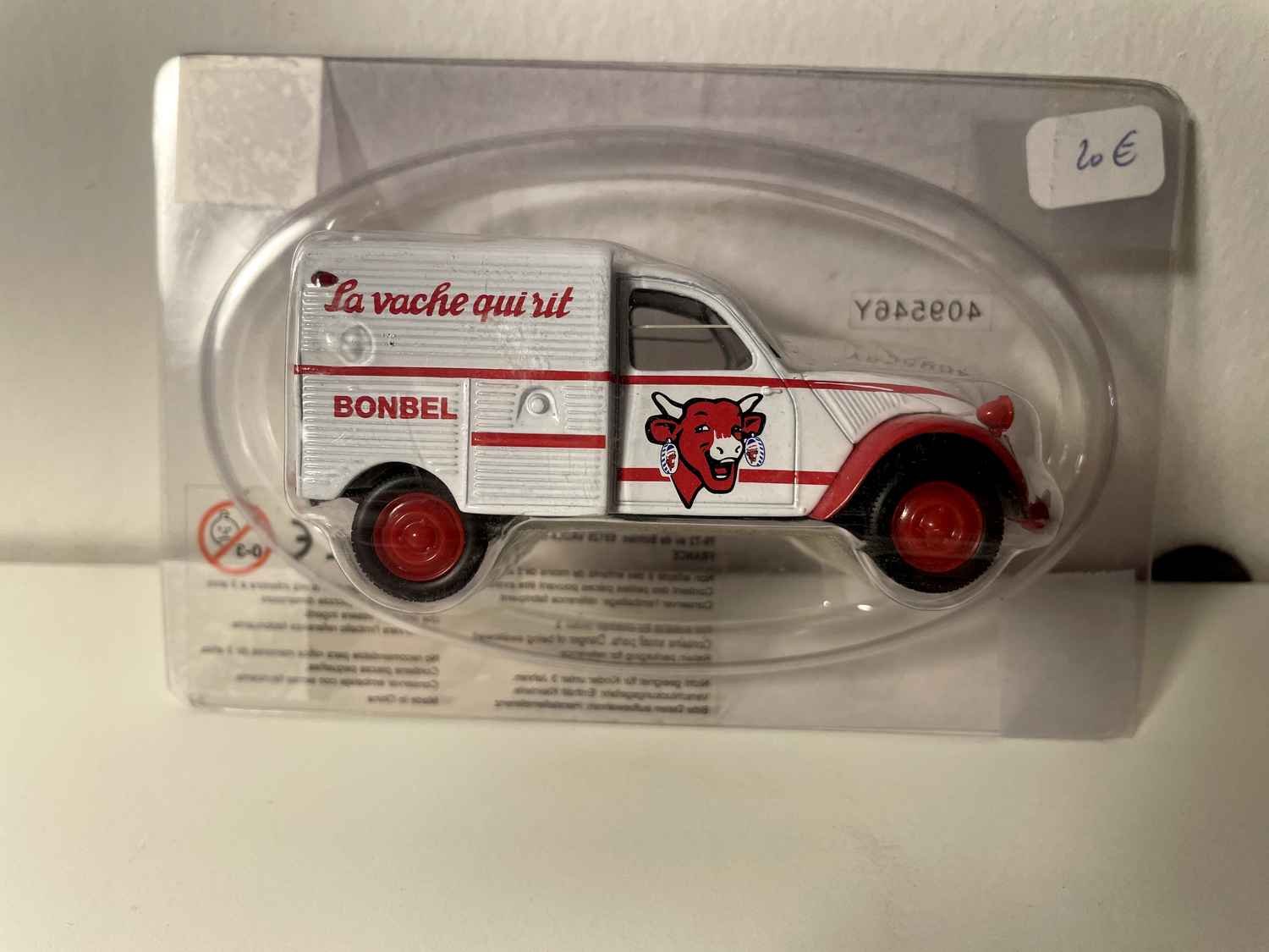 Citroën 2 CV AZU weiß und rot mit Werbung LA VACHE QUI RIT - Norev