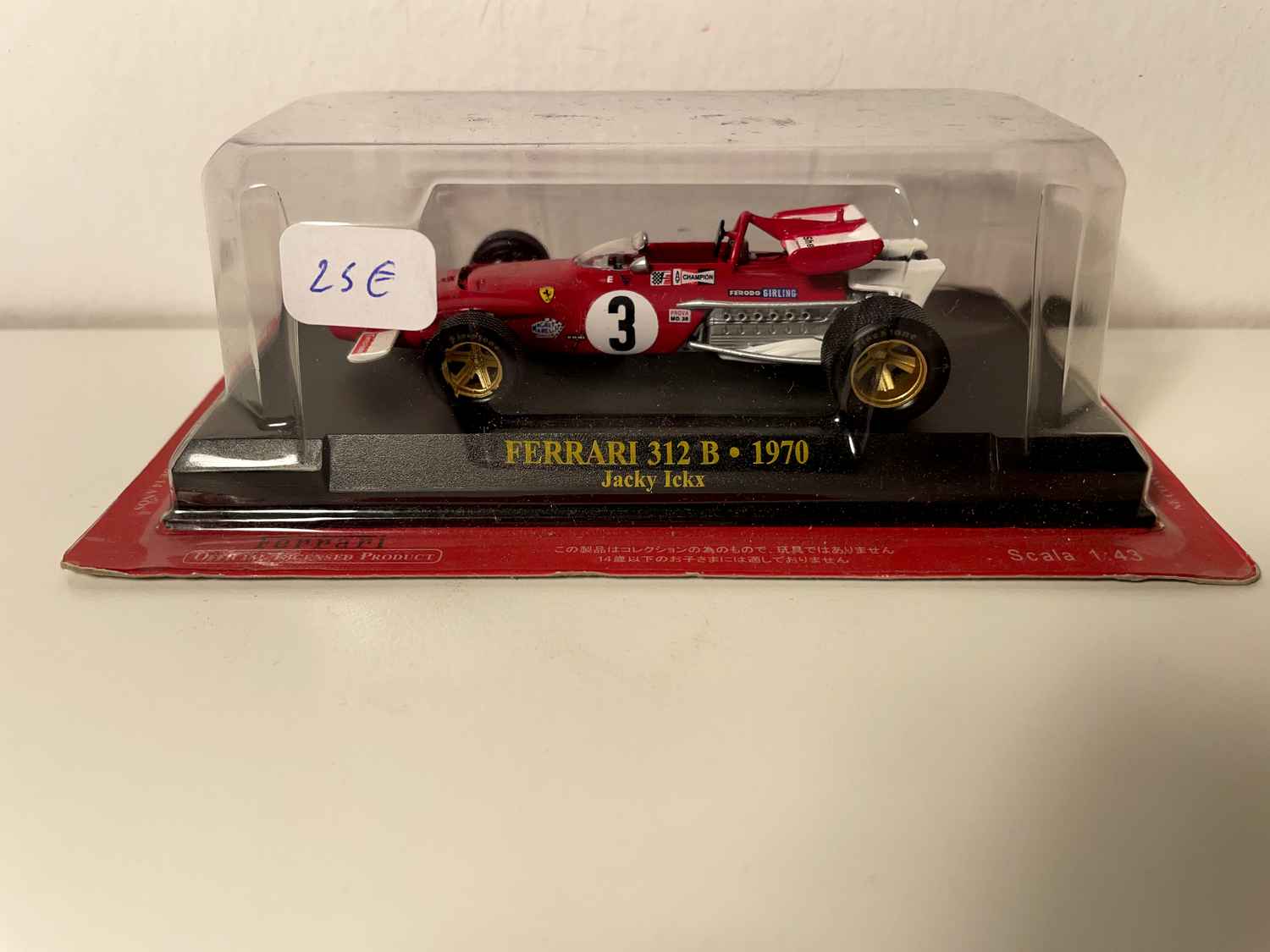 Ferrari 312 B rouge numéro 3 de 1970 - Formule 1 - Jacky Ickx (blister)