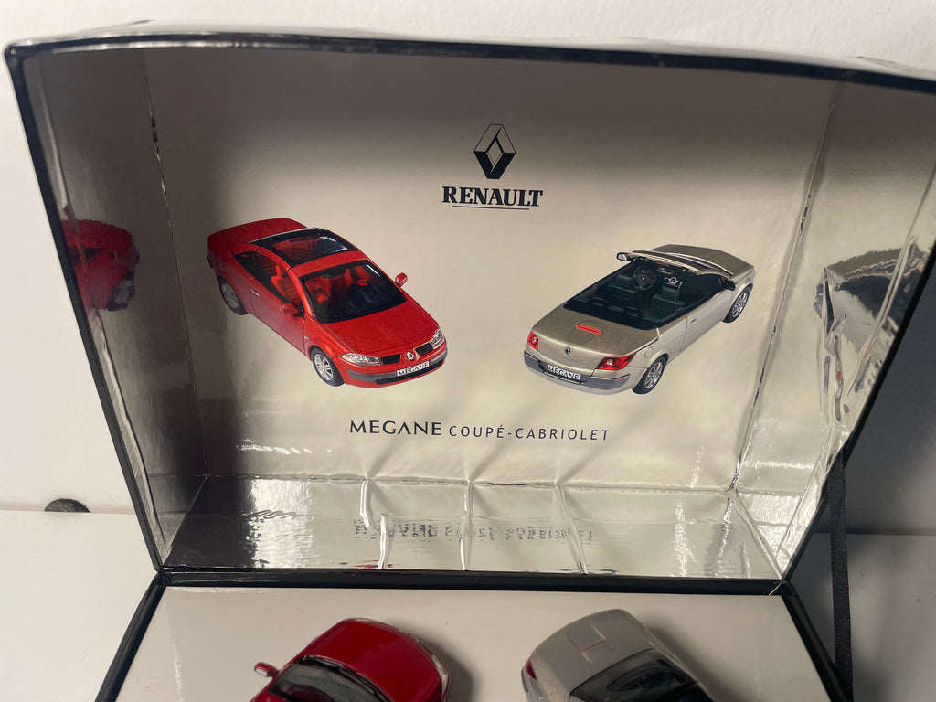 Renault Mégane coupé grise et Renault Mégane cabriolet bordeaux - NOREV