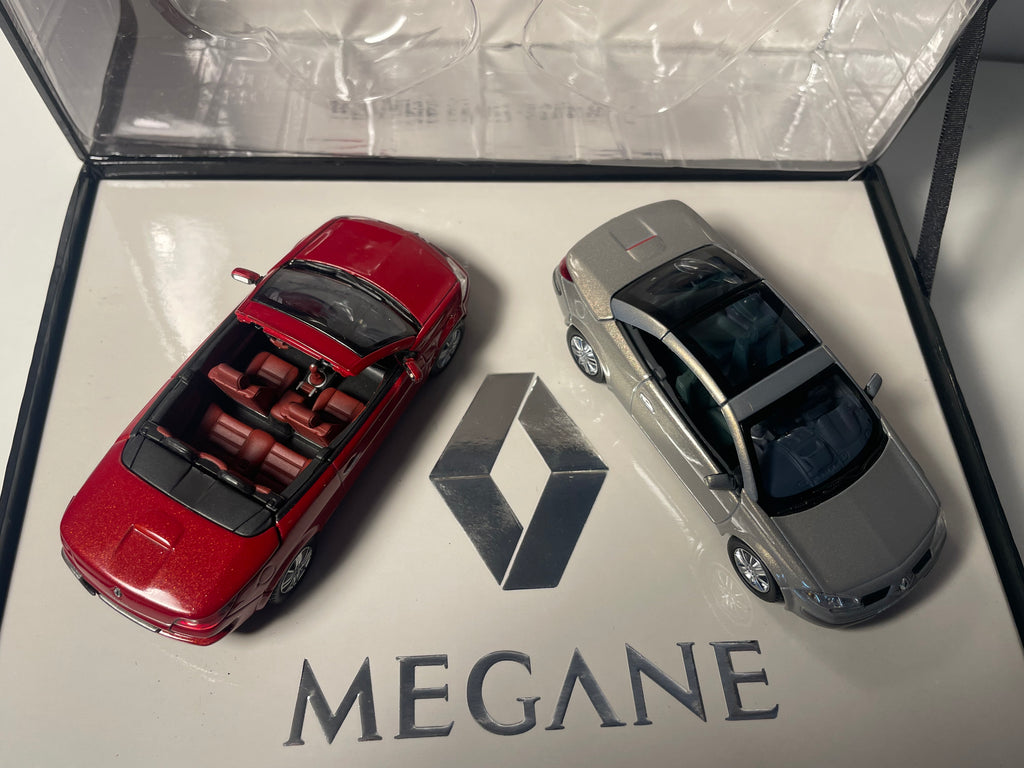 Renault Mégane coupé grise et Renault Mégane cabriolet bordeaux - NOREV