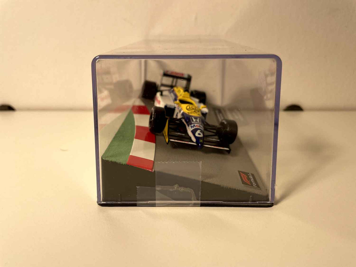 Williams FW11B wäiss, blo a giel Nummer 6 vum 1987