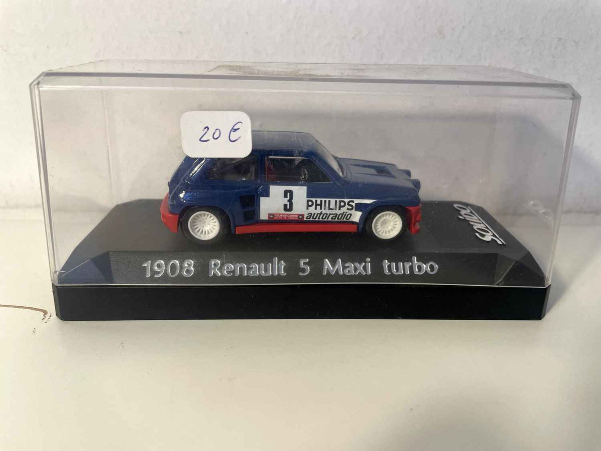 Renault 5 Maxi Turbo blau mit rotem Schweller Nummer 3 (Solido Referenz 1908 orange Box)