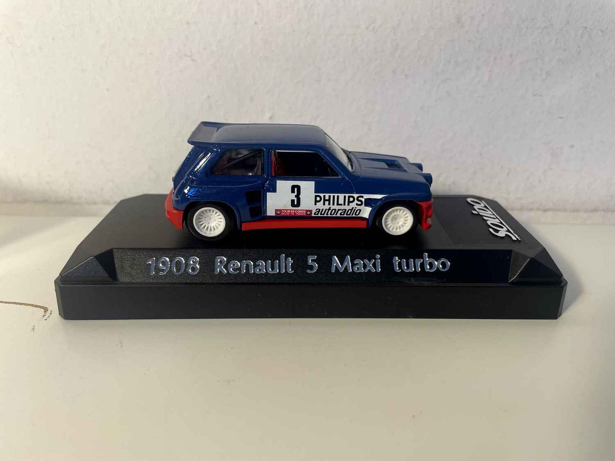 Renault 5 Maxi Turbo blau mit rotem Schweller Nummer 3 (Solido Referenz 1908 orange Box)