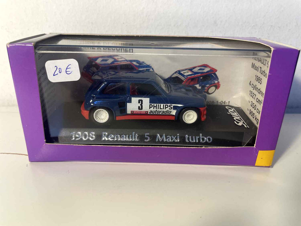 Renault 5 Maxi Turbo niebieska z czerwoną deską numer 3 (Solido numer referencyjny 1908 fioletowe pudełko)