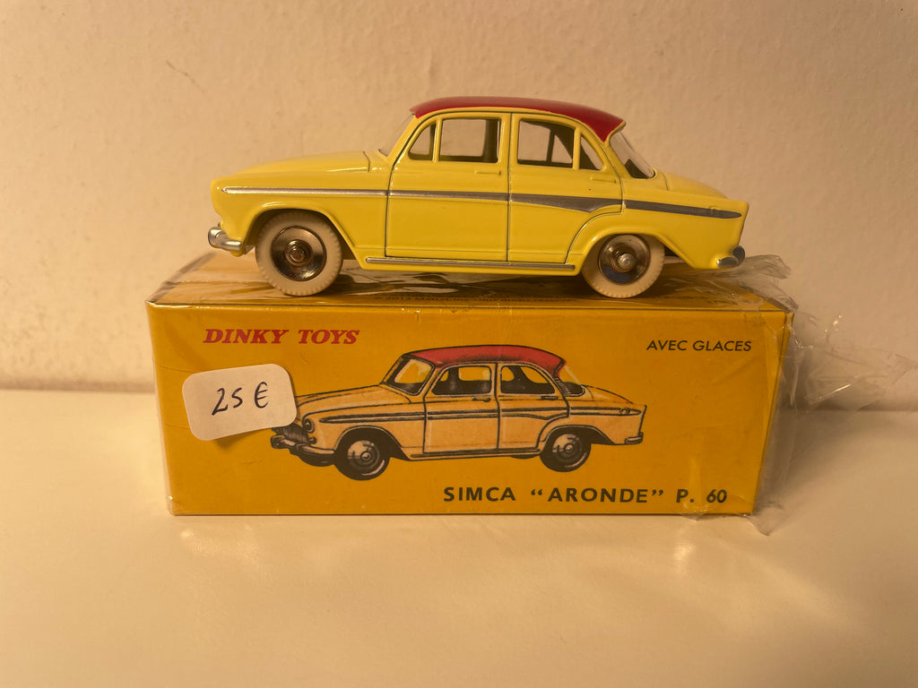 Simca Aronde P60 com tejadilho amarelo e vermelho Dinky-Toys (Atlas Editions)