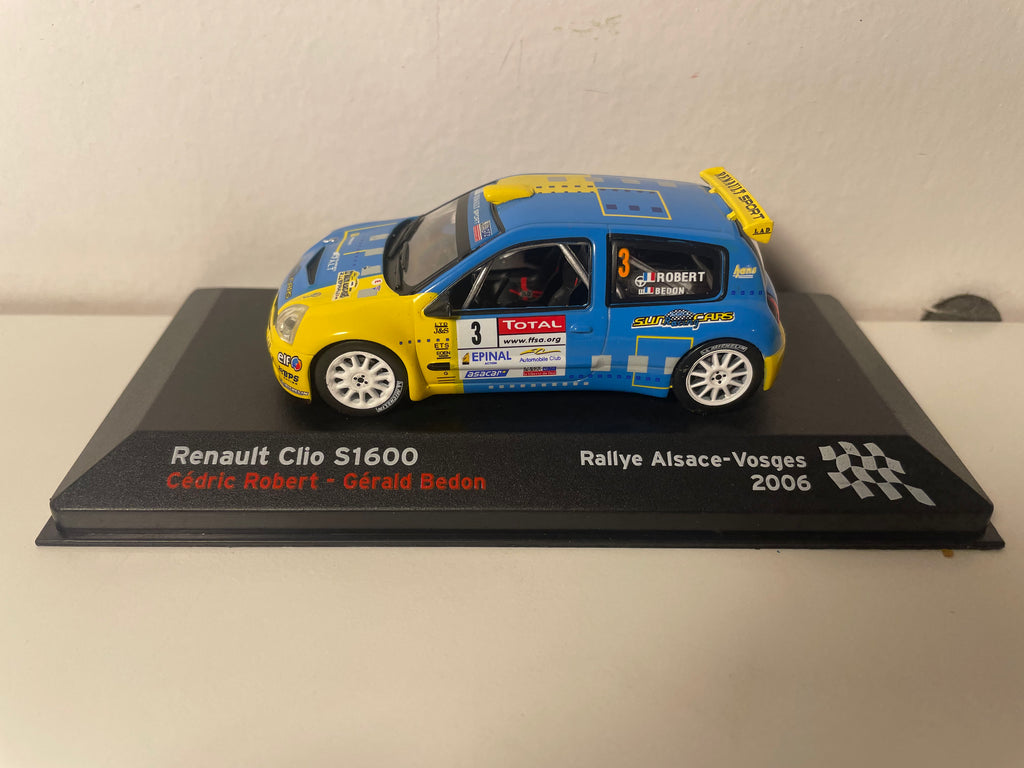 Renault Clio S1600 bleue et jaune  numéro 3 - Rallye Alsace-Vosges 2006