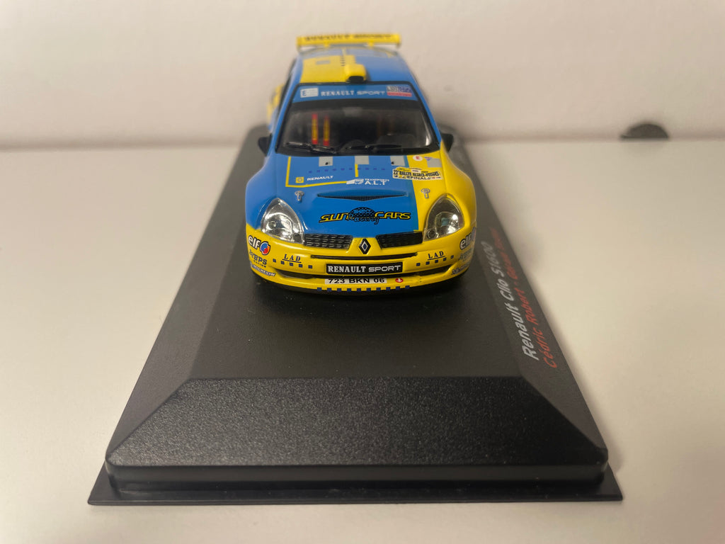 Renault Clio S1600 bleue et jaune  numéro 3 - Rallye Alsace-Vosges 2006