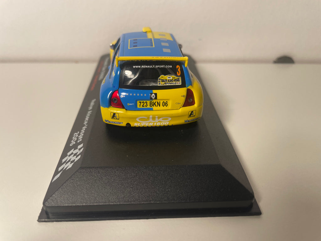 Renault Clio S1600 bleue et jaune  numéro 3 - Rallye Alsace-Vosges 2006