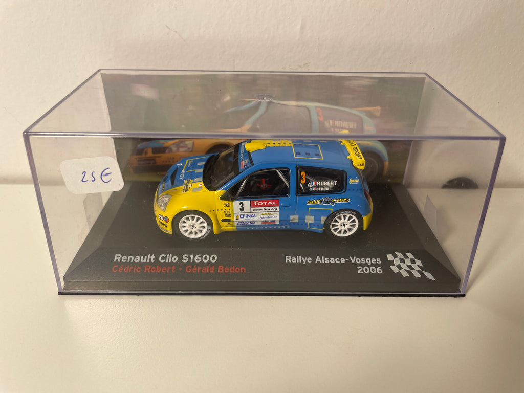 Renault Clio S1600 bleue et jaune  numéro 3 - Rallye Alsace-Vosges 2006