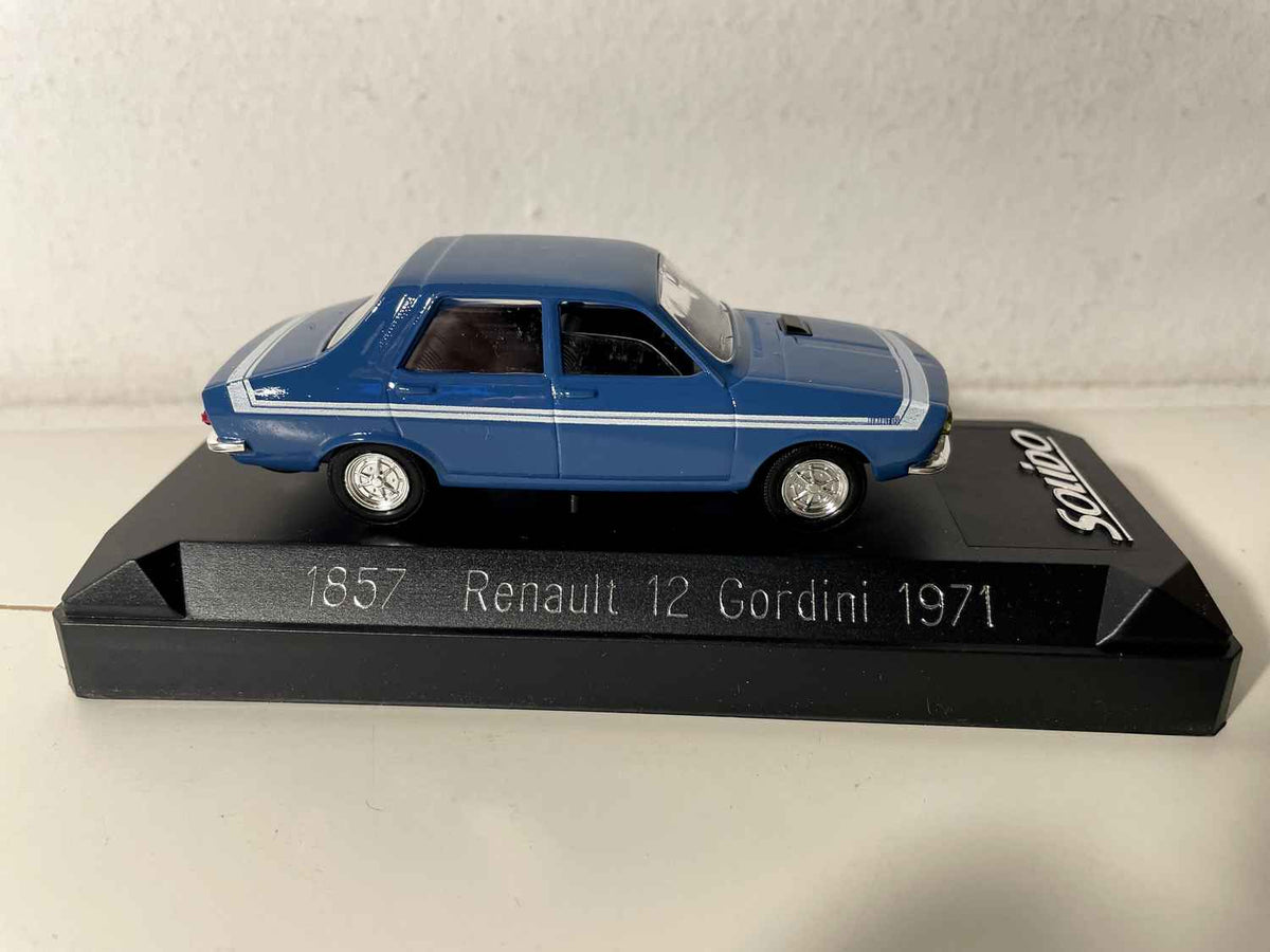 Bloe Renault 12 Gordini vun 1971 (Solido Referenz 1857)