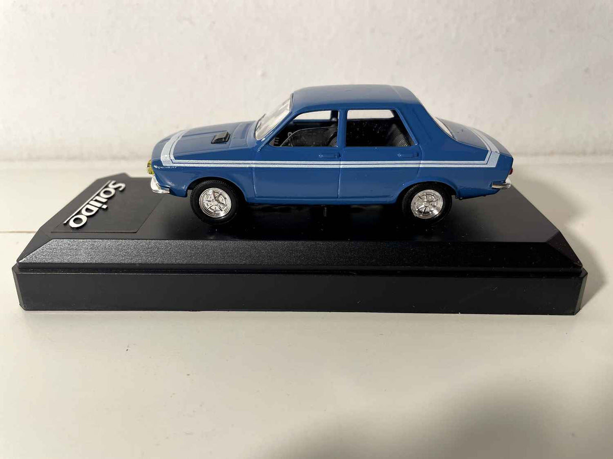 Bloe Renault 12 Gordini vun 1971 (Solido Referenz 1857)