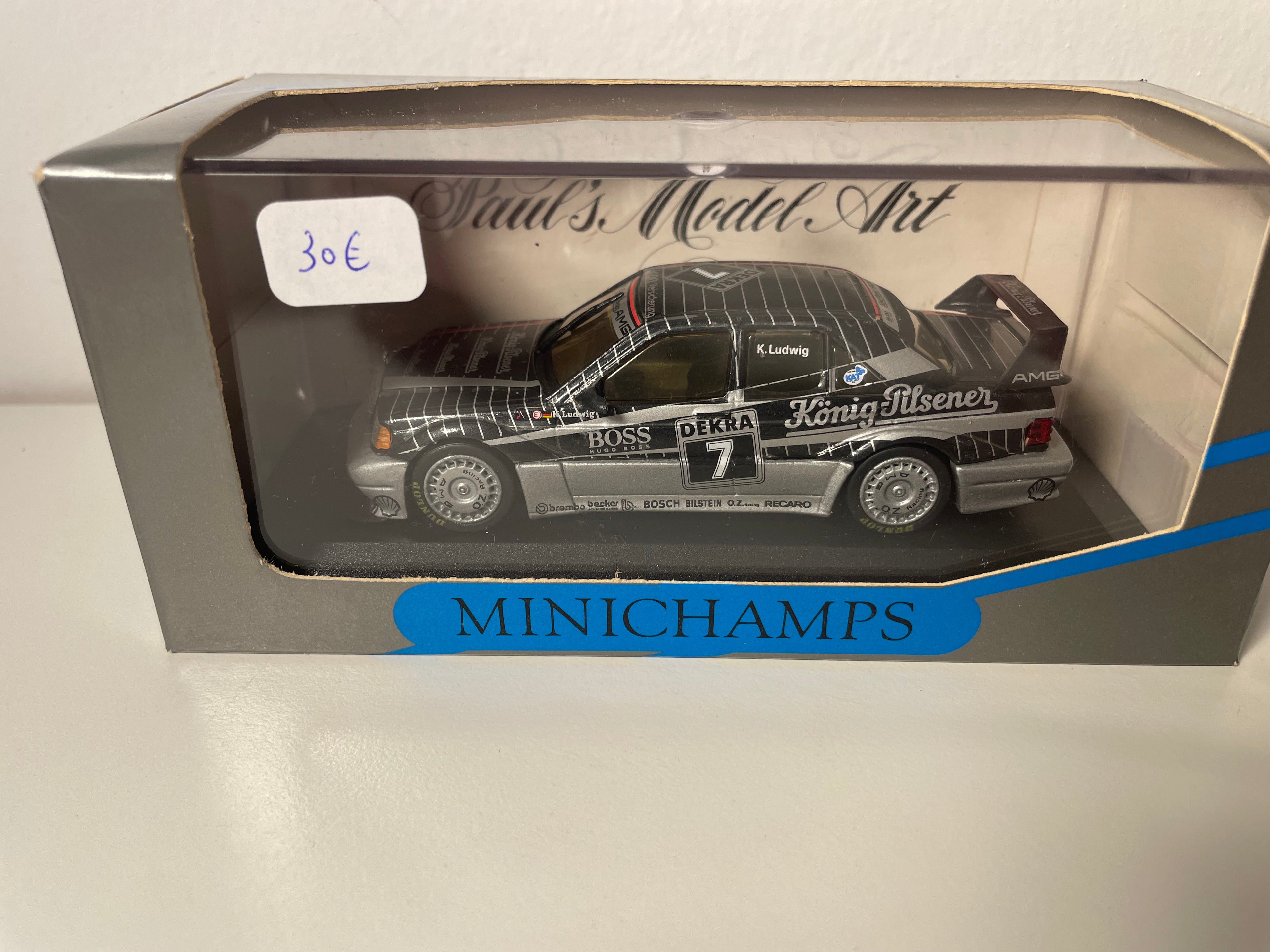 Mercedes 190 E Evo 2 grigia e nera numero 7 - Minichamps