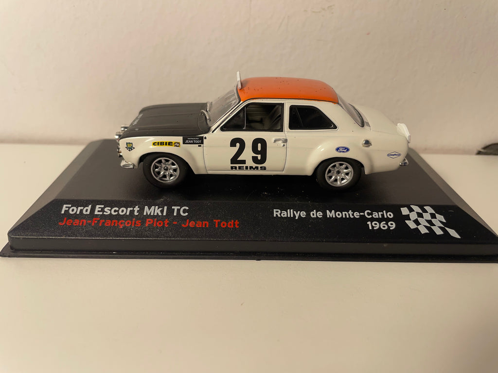 Ford Escort MK1 TC weiß, schwarz und orange Nummer 29 - Monte Carlo Rallye 1969
