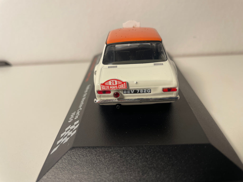 Ford Escort MK1 TC weiß, schwarz und orange Nummer 29 - Monte Carlo Rallye 1969
