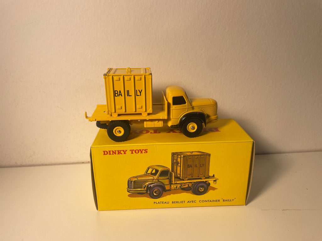 Camion piattaforma Berliet giallo con container "Bailly" Dinky-Toys (edizioni Atlas) - N°581 N