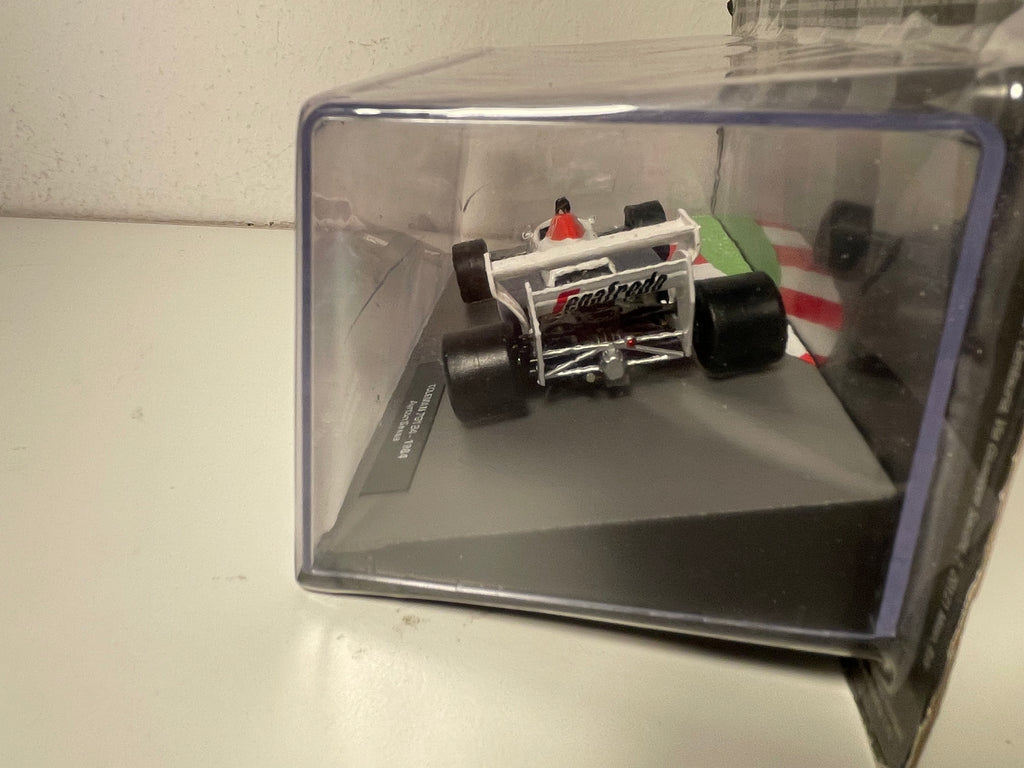 Toleman TG184 white, blue and red from 1984 number 19 of 1984