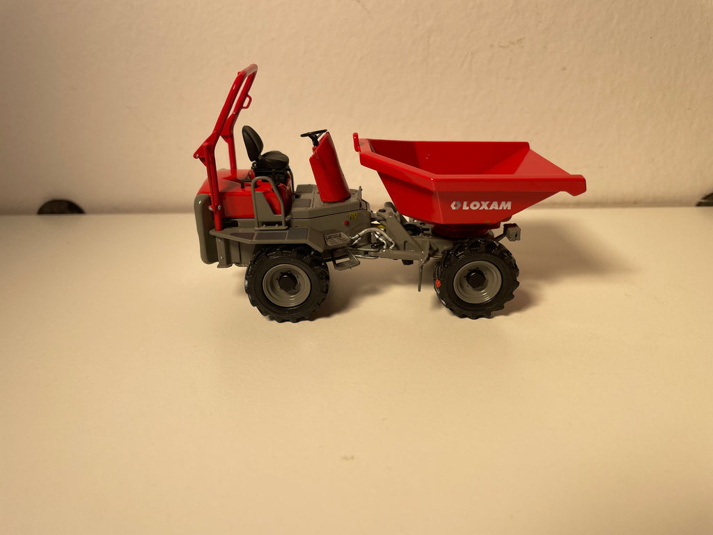 Dumper - Radbagger mit rotem und grauem Kippbehälter - LOXAM