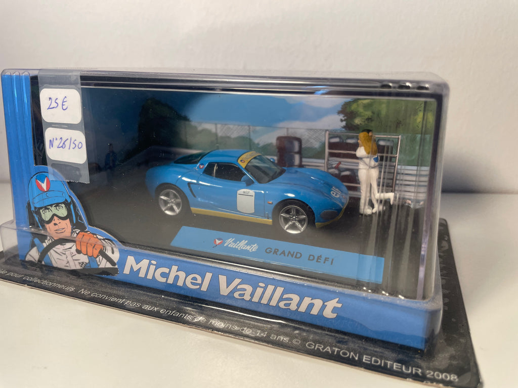 Coche azul Vaillante Grand Défi (Álbum Para David) - Cómic Michel Vaillant