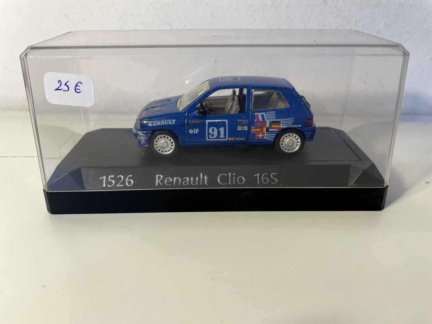 Renault Clio 16S niebieski z numerem 91 (bez kartonowego pudełka) - Solido referencja N°1526