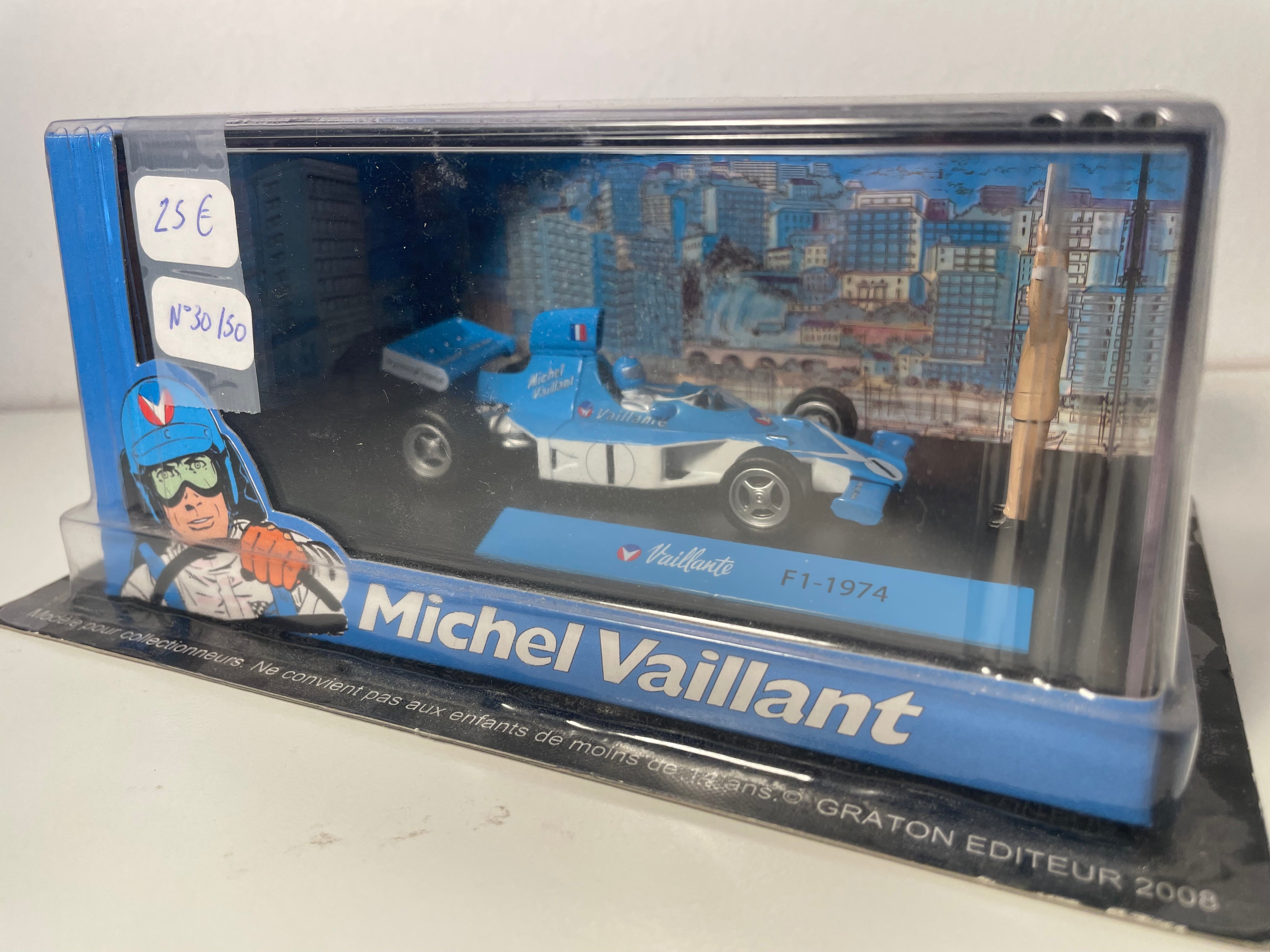 Blaue Auto 1 Vaillante F1 - 1974 (Weltmeeschters Album) - Comic Michel Vaillant