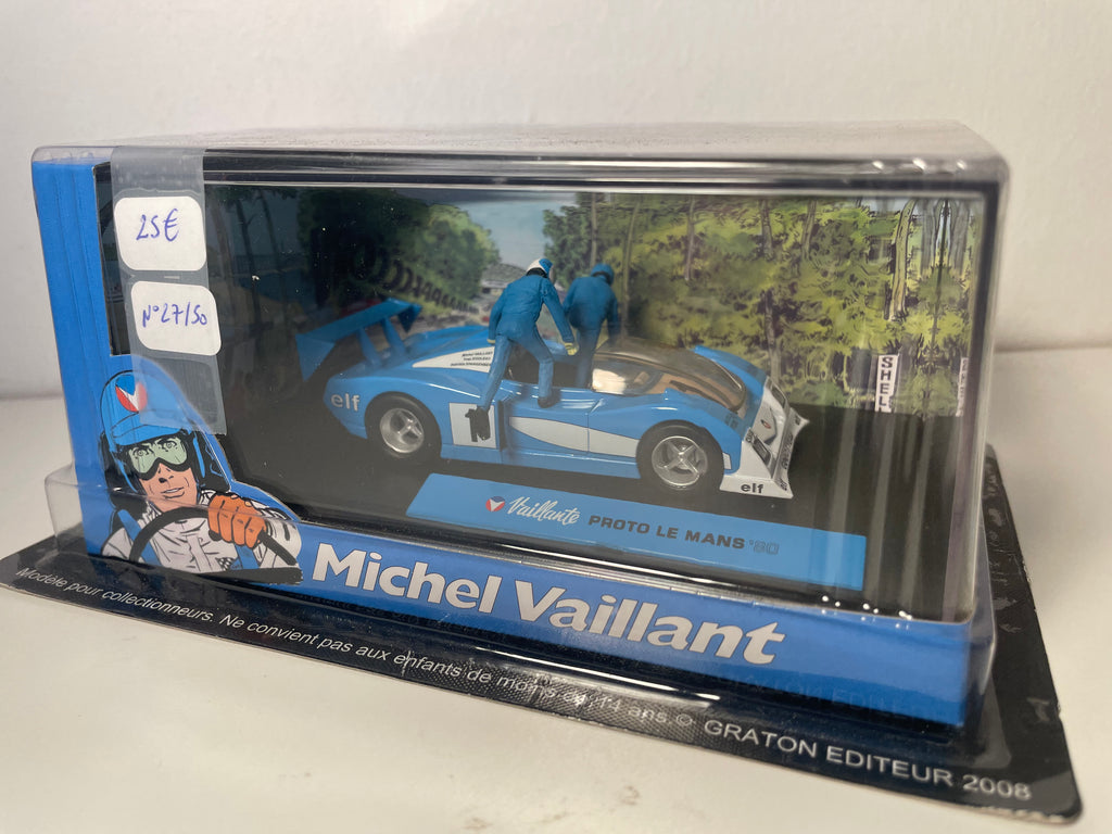 Blaue Auto Nummer 1 Vaillante Proto Le Mans '80 (Album Ein Fahrer ist verschwunden) - Comic Michel Vaillant