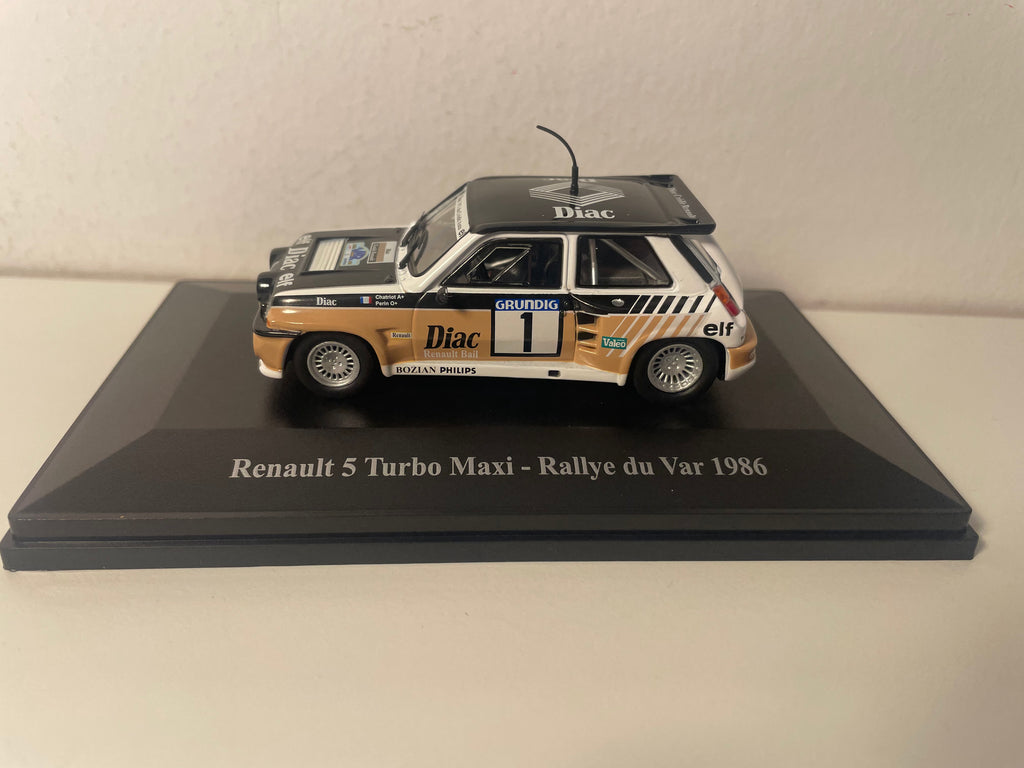 Renault 5 Turbo Maxi marron, blanche et noire numéro 1 - rallye du Var de 1986 (blister)