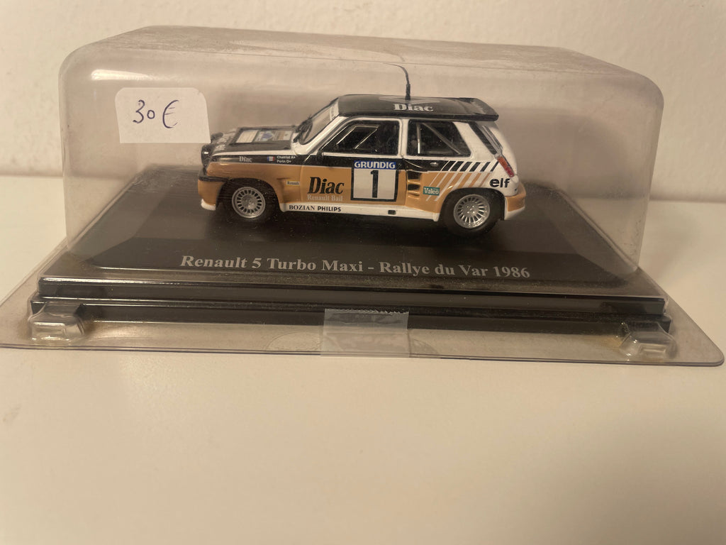 Renault 5 Turbo Maxi marron, blanche et noire numéro 1 - rallye du Var de 1986 (blister)