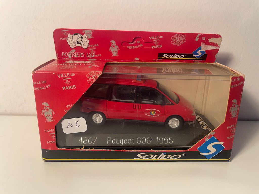 Peugeot 806 rouge de 1995 - POMPIERS - Solido référence 4807 (service d'incendie et de secours département de Haute-Saône (70)