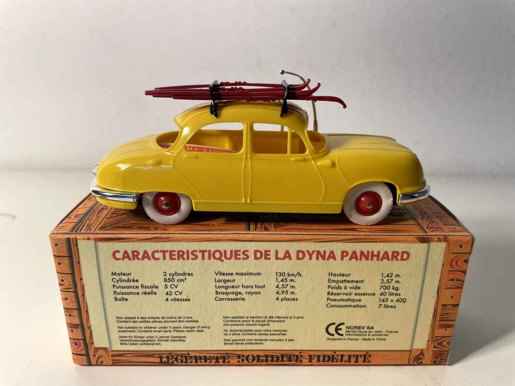 Panhard Dyna gialla con sci - NOREV (auto in plastica)