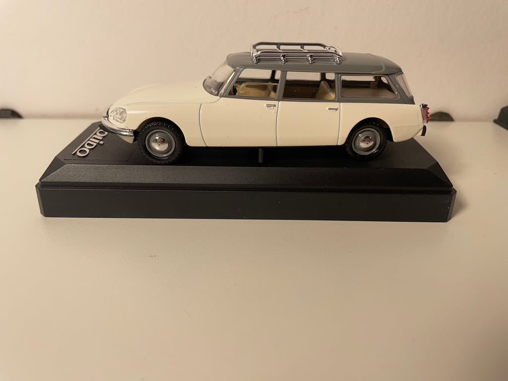 Citroën DS carrinha branca (branco sujo) e tecto cinza com bagageiro - Solido referência 1863