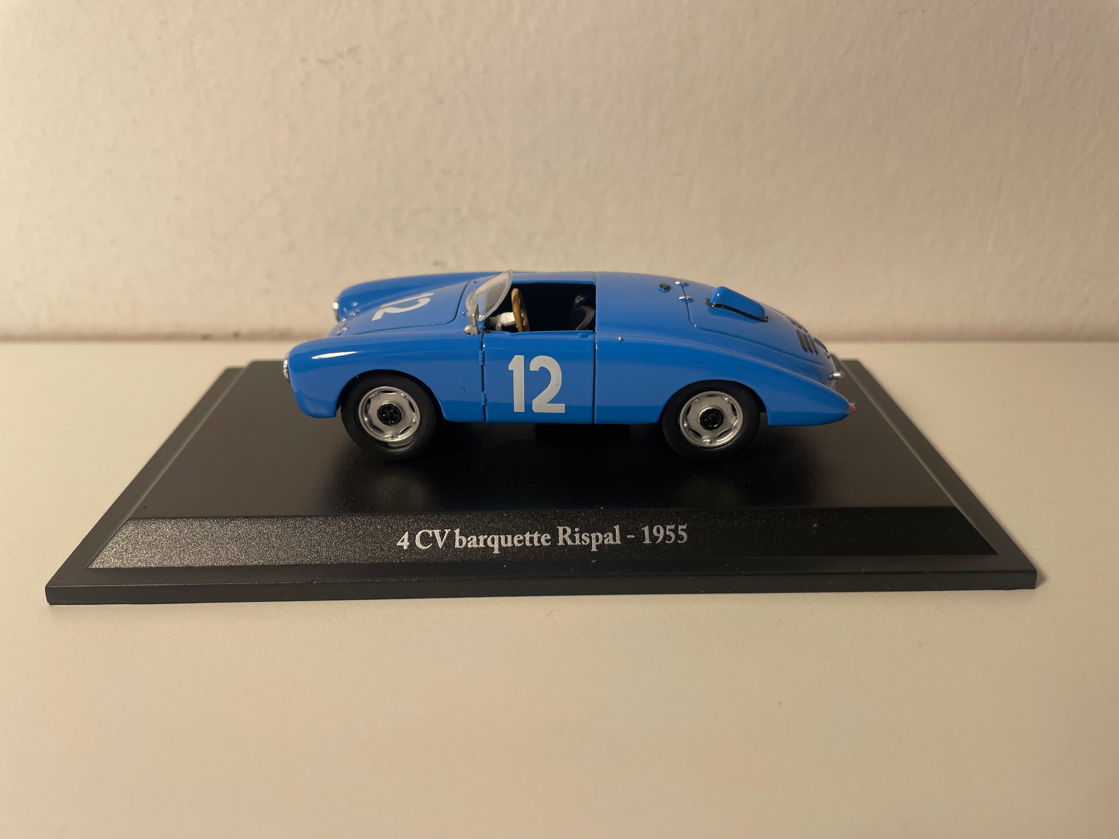 Renault 4 CV bleue numéro 12 barquette RISPAL de 1955 (blister)