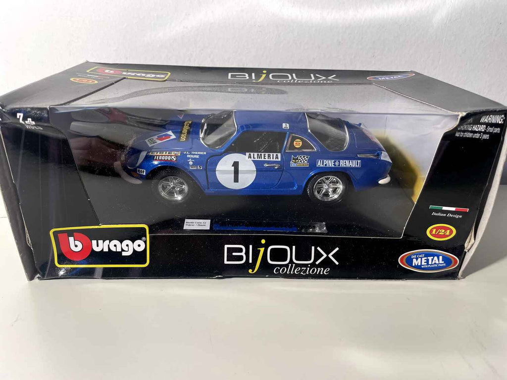 Renault Alpine A110 1600S bleue numéro 1 - rallye de Monté-Carlo de 1972 (ECHELLE 1/24ème) - BURAGO