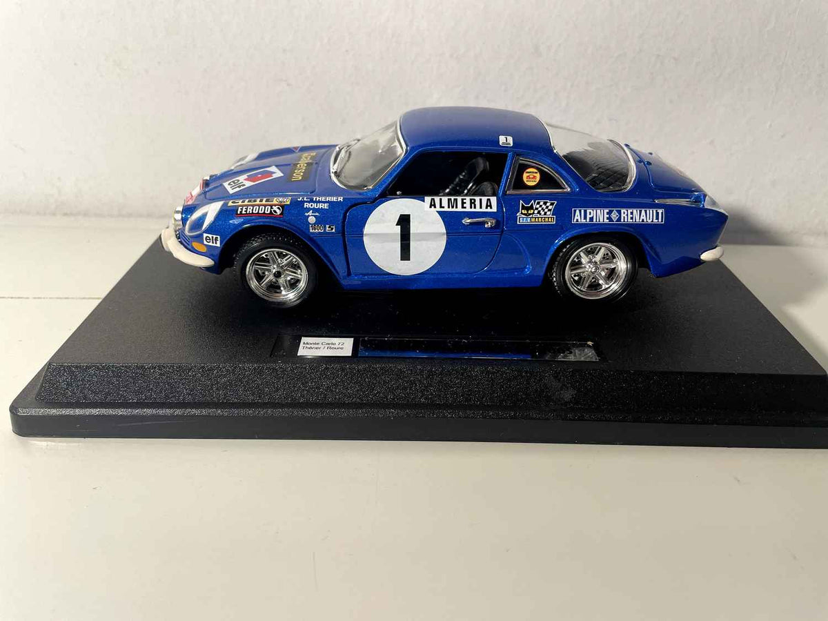 Renault Alpine A110 1600S bleue numéro 1 - rallye de Monté-Carlo de 1972 (ECHELLE 1/24ème) - BURAGO