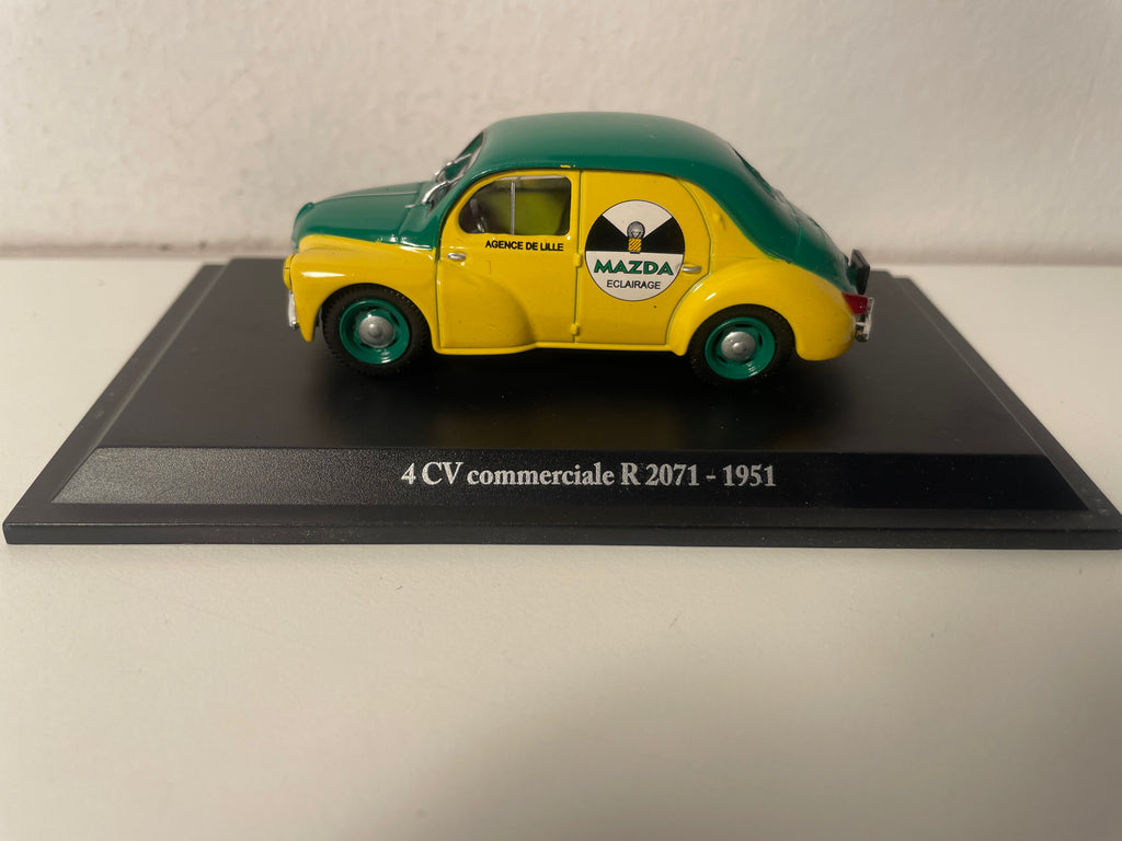 Renault 4 CV commerciale R 2071 verte et jaune de 1951 avec publicité MAZDA (blister)