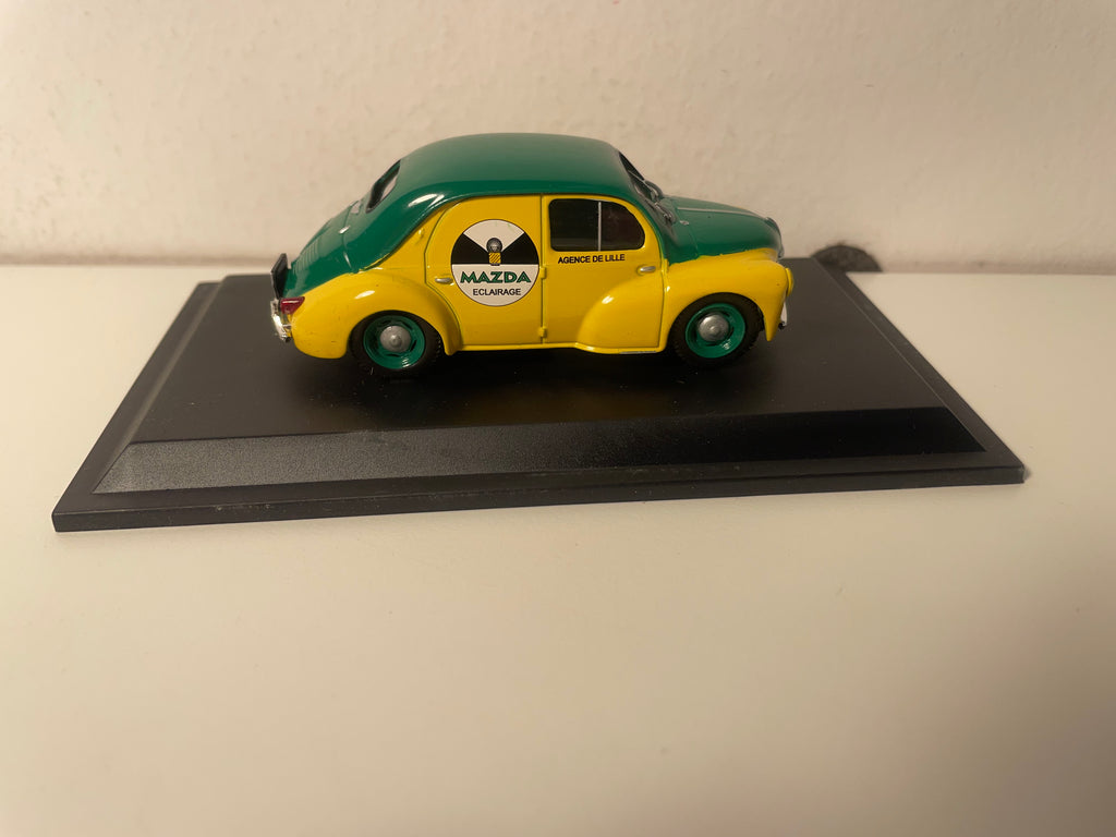 Renault 4 CV commerciale R 2071 verte et jaune de 1951 avec publicité MAZDA (blister)