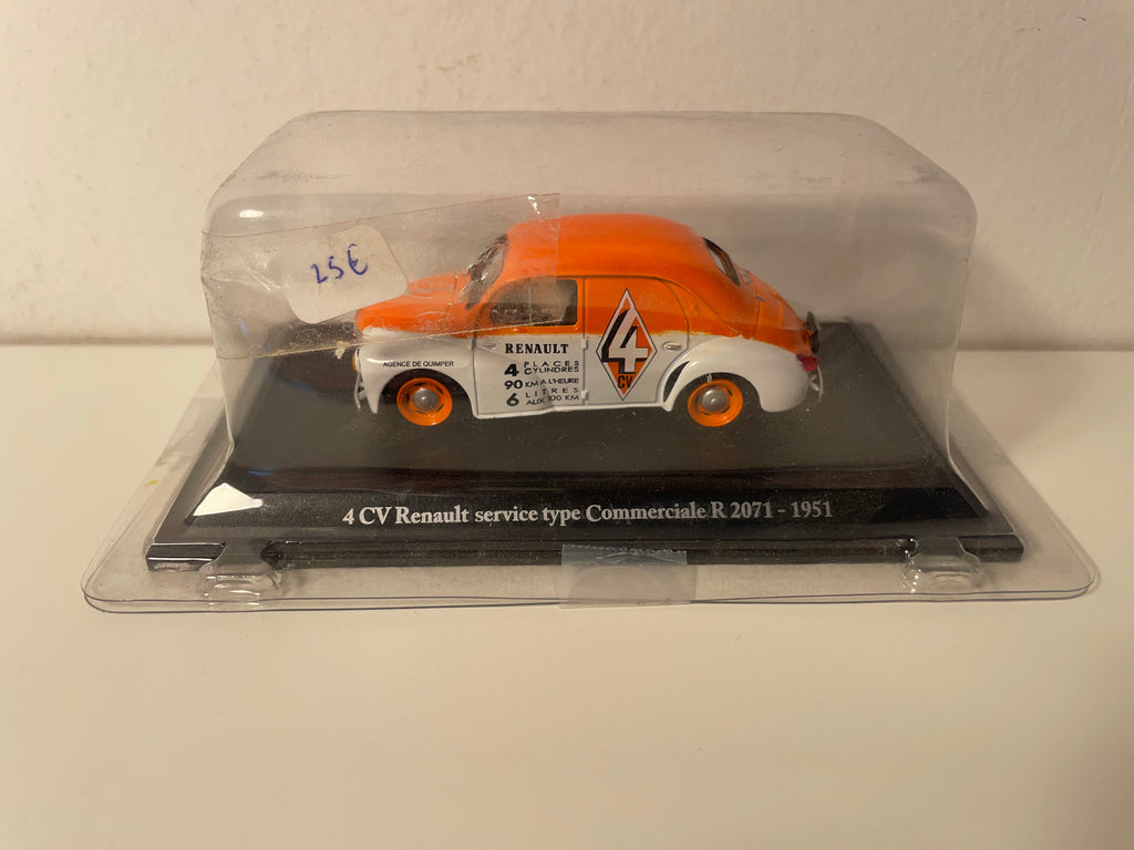 Renault 4 CV orange a wäiss komerziell Service R 2071 vun 1951 - Agentur zu Quimper (29) (blister)