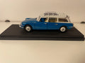 Citroën ID 19 blauwe stationwagon met wit dak en bagagedrager uit 1958 - RIO (acrylbox)