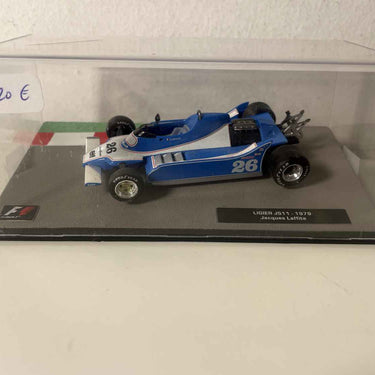 Ligier JS11 bleue, blanche et grise numéro 26 de 1979 - Formule 1 - Aileron arrière ABSENT