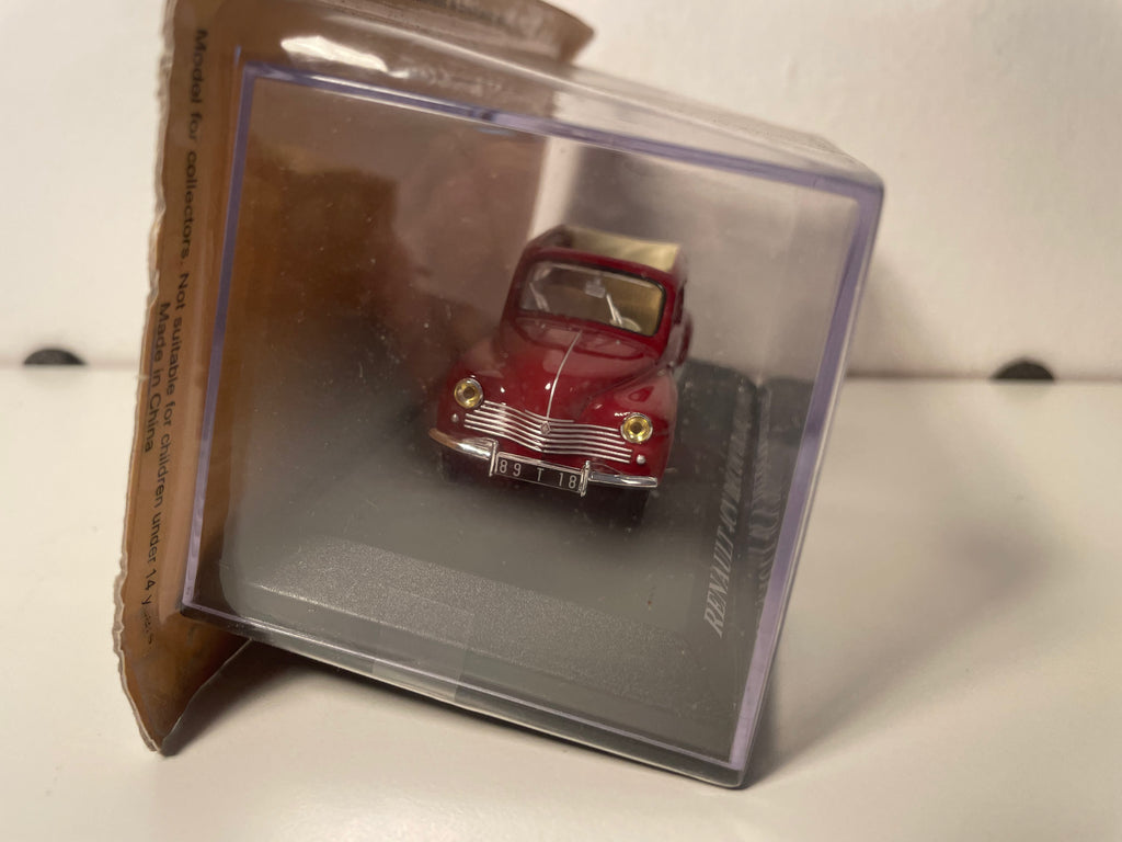 Renault 4 CV odkryta bordowa z 1952 roku (pudełko plexi)