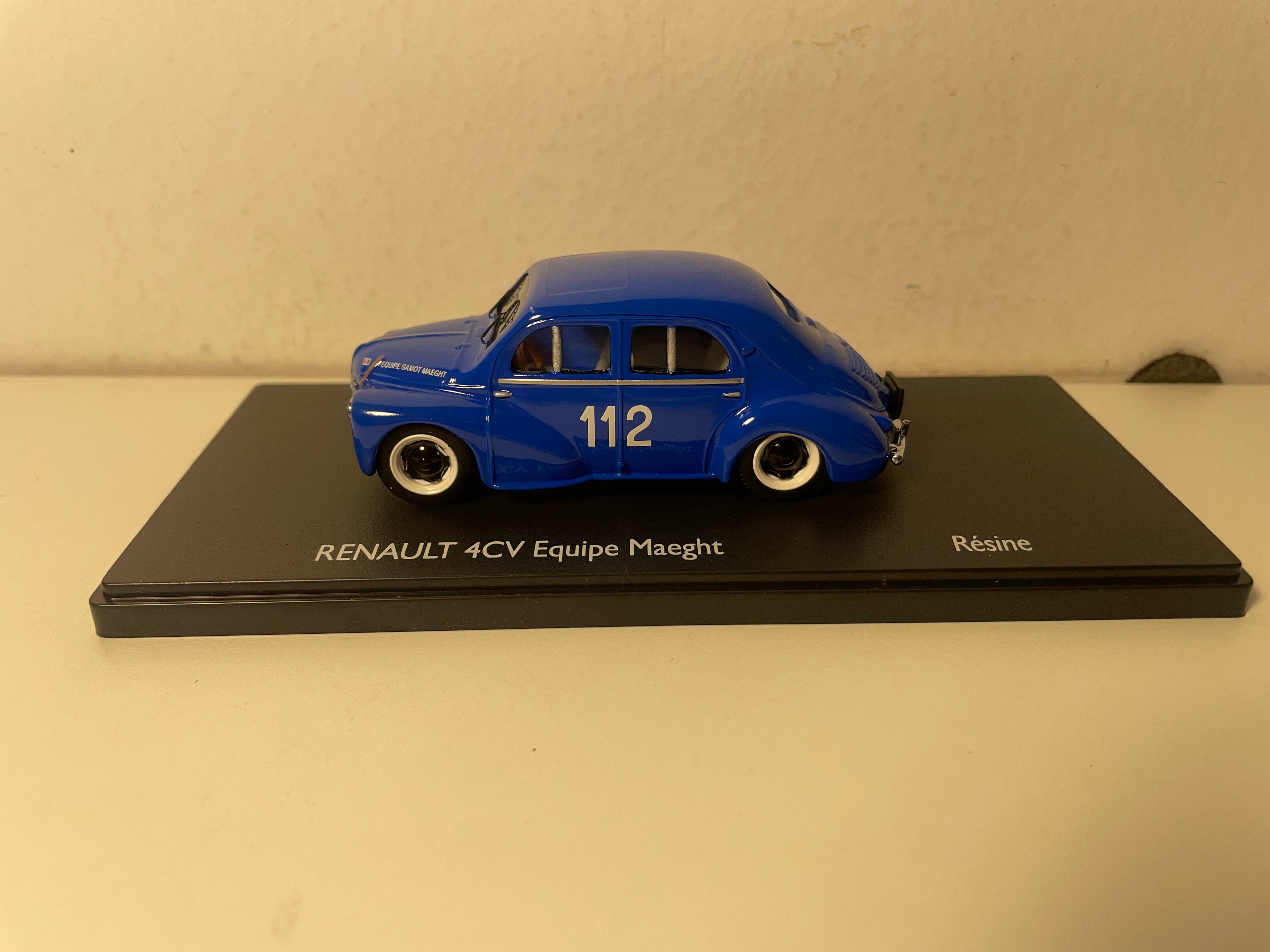 Renault 4 CV blue number 12 equipped Gamot Maeght - ELIGOR (plexi box)
