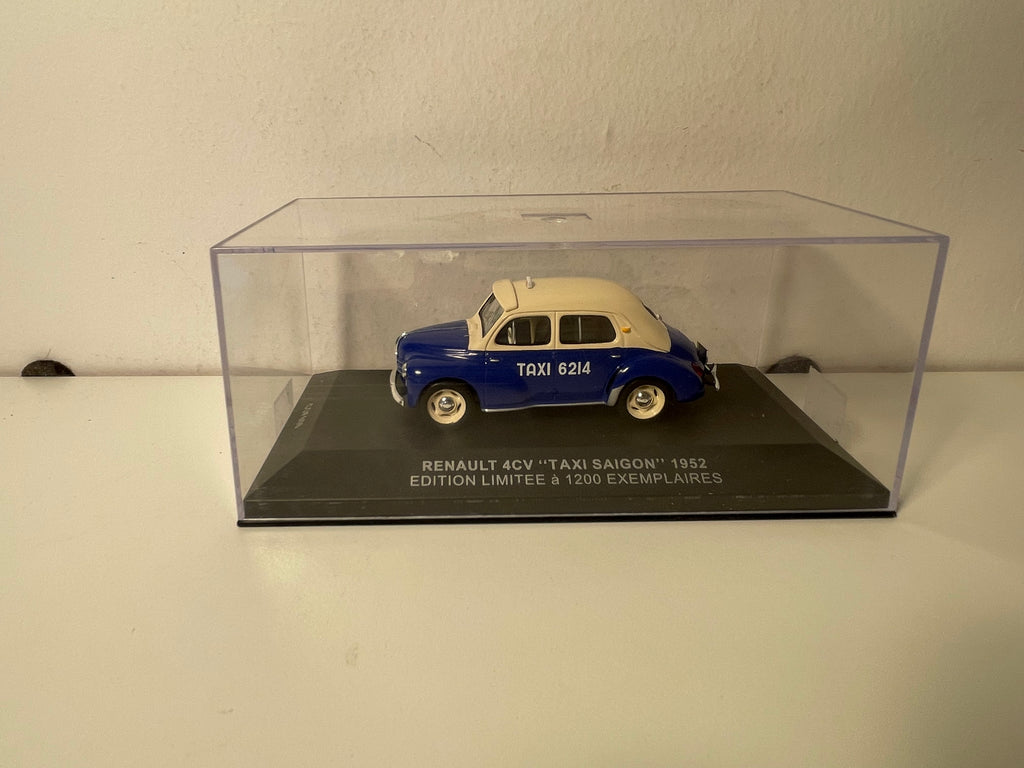 Renault 4 CV niebieska z beżowym dachem - Taxi Saïgon - z 1952 - kolekcja Cofradis ref. COF006 (pudełko plexi)