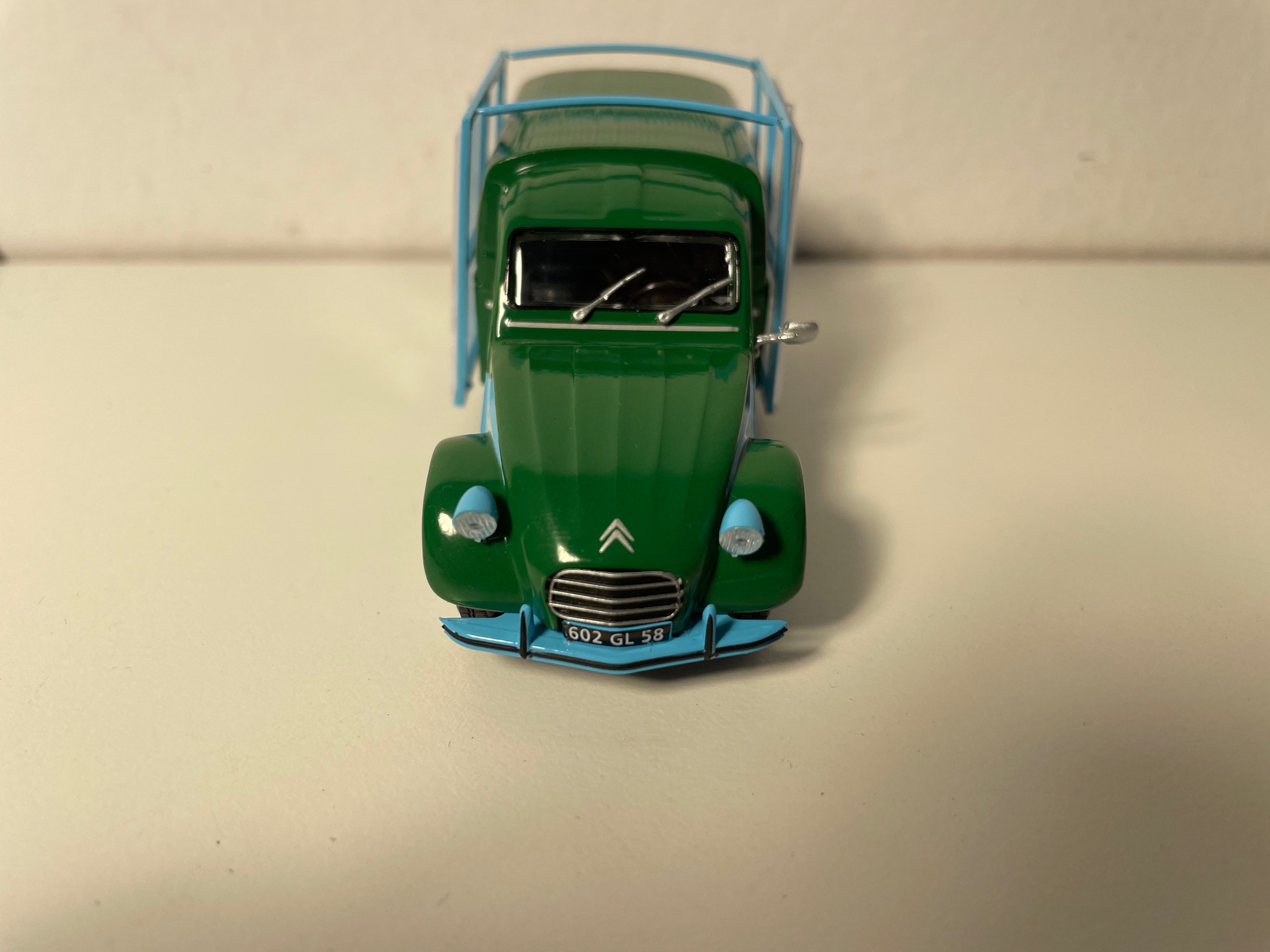 Citroën 2 CV furgoncino verde e blu Vitrier Robert Duputz a Clamecy (58) - (sotto blister)