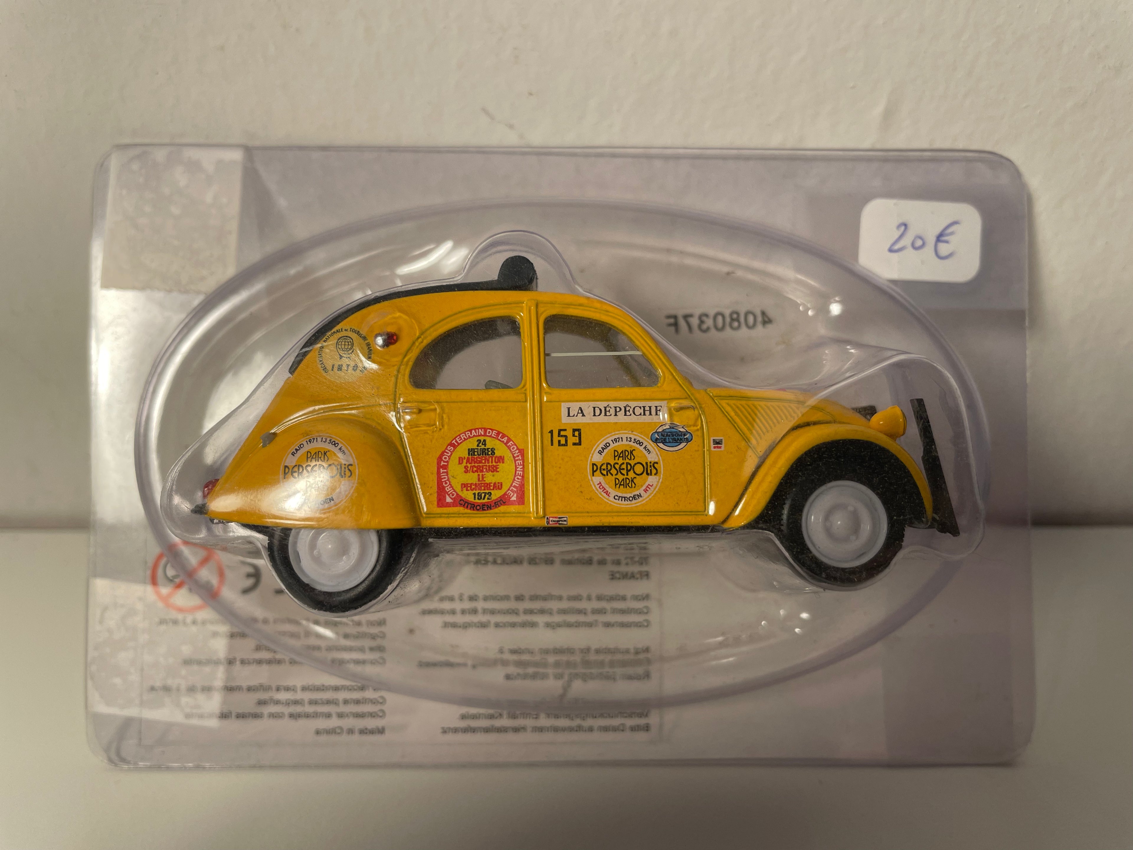 Citroën 2 CV AZLP Gelb 24 Stunden von Argenton Sur Creuse - Le Péchereau 1972 - Norev (im Blister)