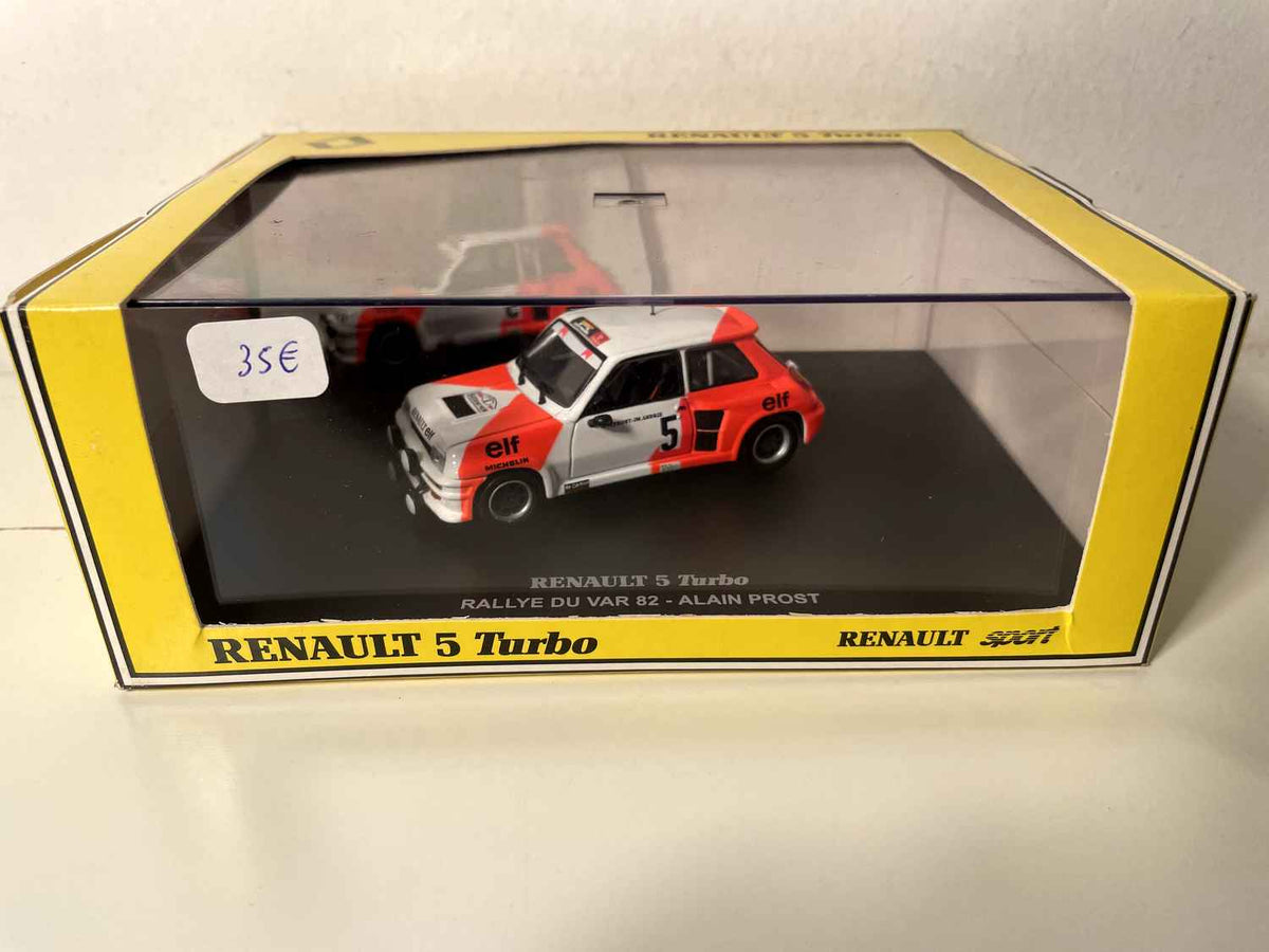Renault 5 Turbo número 5 blanco y naranja - Rally del Var 1982 - Alain Prost (caja rectangular)