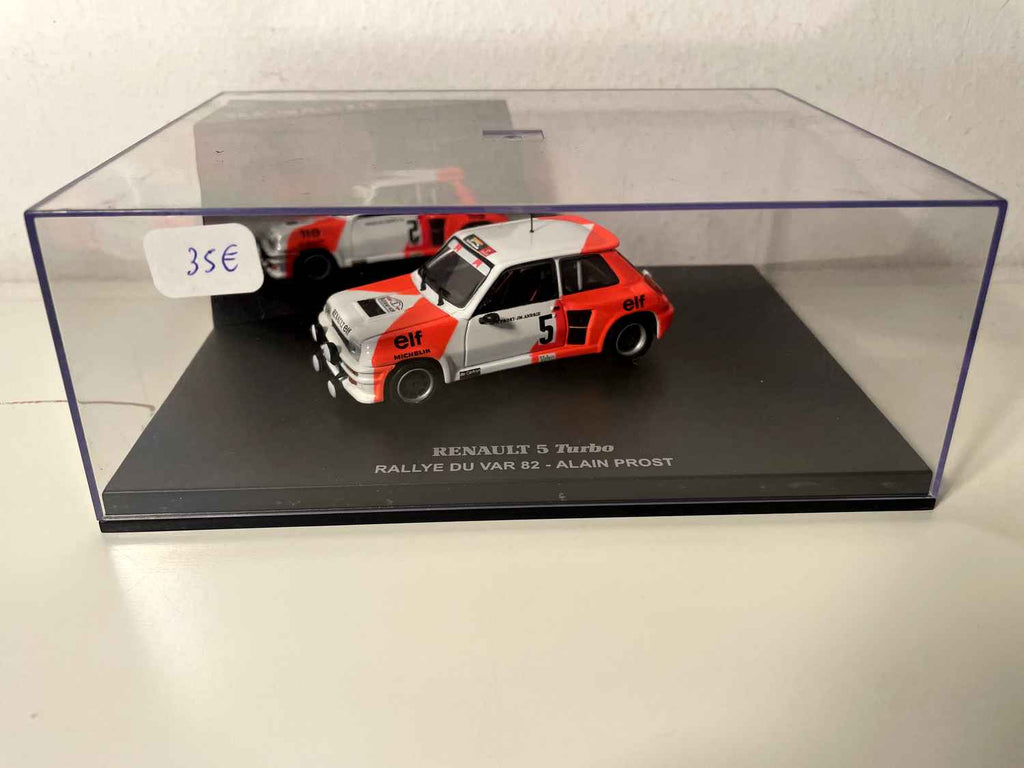 Renault 5 Turbo Blanche und Orange Nummer 5 - Rallye du Var 1982 - Alain Prost (Rechteckbox)