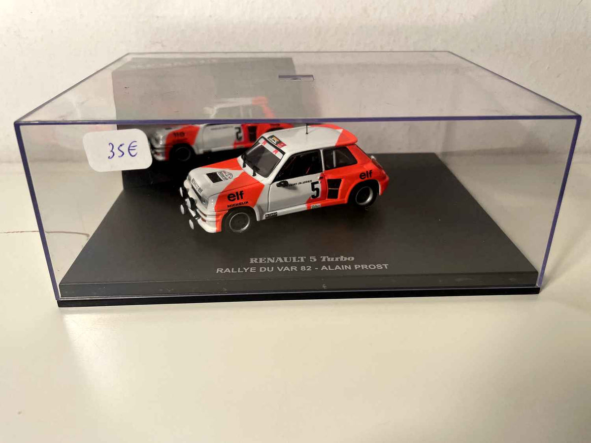 Renault 5 Turbo número 5 blanco y naranja - Rally del Var 1982 - Alain Prost (caja rectangular)