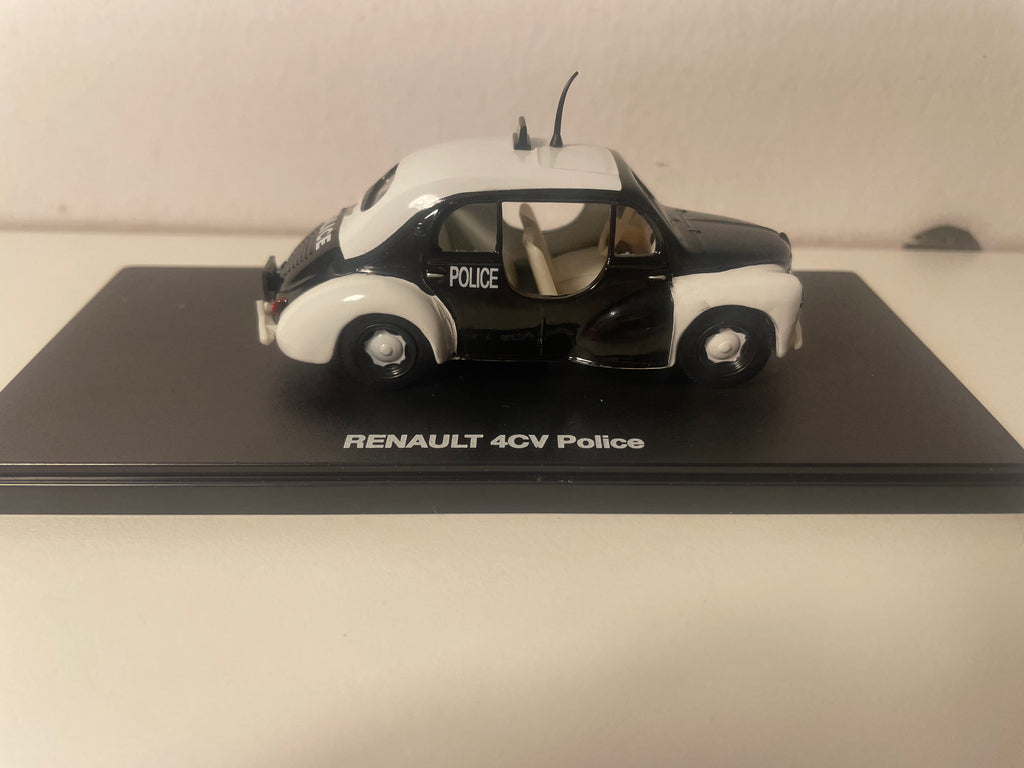 Renault 4 CV nera e bianca POLIZIA (scatola in plexiglas)