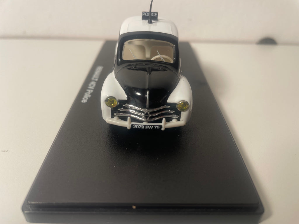 Renault 4 CV nera e bianca POLIZIA (scatola in plexiglas)