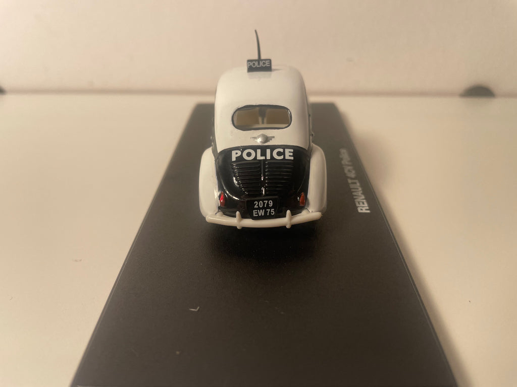 Renault 4 CV nera e bianca POLIZIA (scatola in plexiglas)