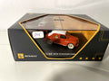 Renault 4 CV commerciale orange et toit blanc avec le logo Renault (coffret boite rectangle)
